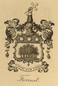Bookplate showing the arms of Sir John Forrest