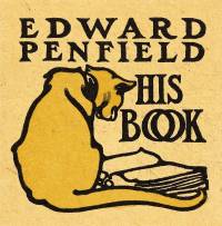 Edward Penfield's bookplate shows a cat looking at a book
